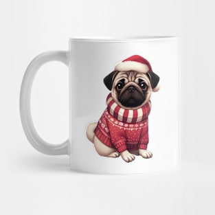 Cute Christmas Pug in Red Sweater Mug